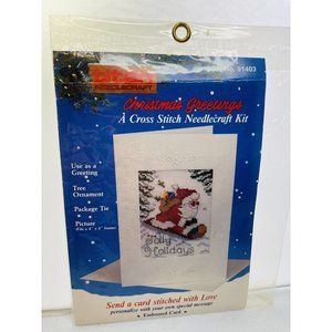 Titan Counted Cross Stitch Christmas Card Kit 91403 Santa Vintage Holiday